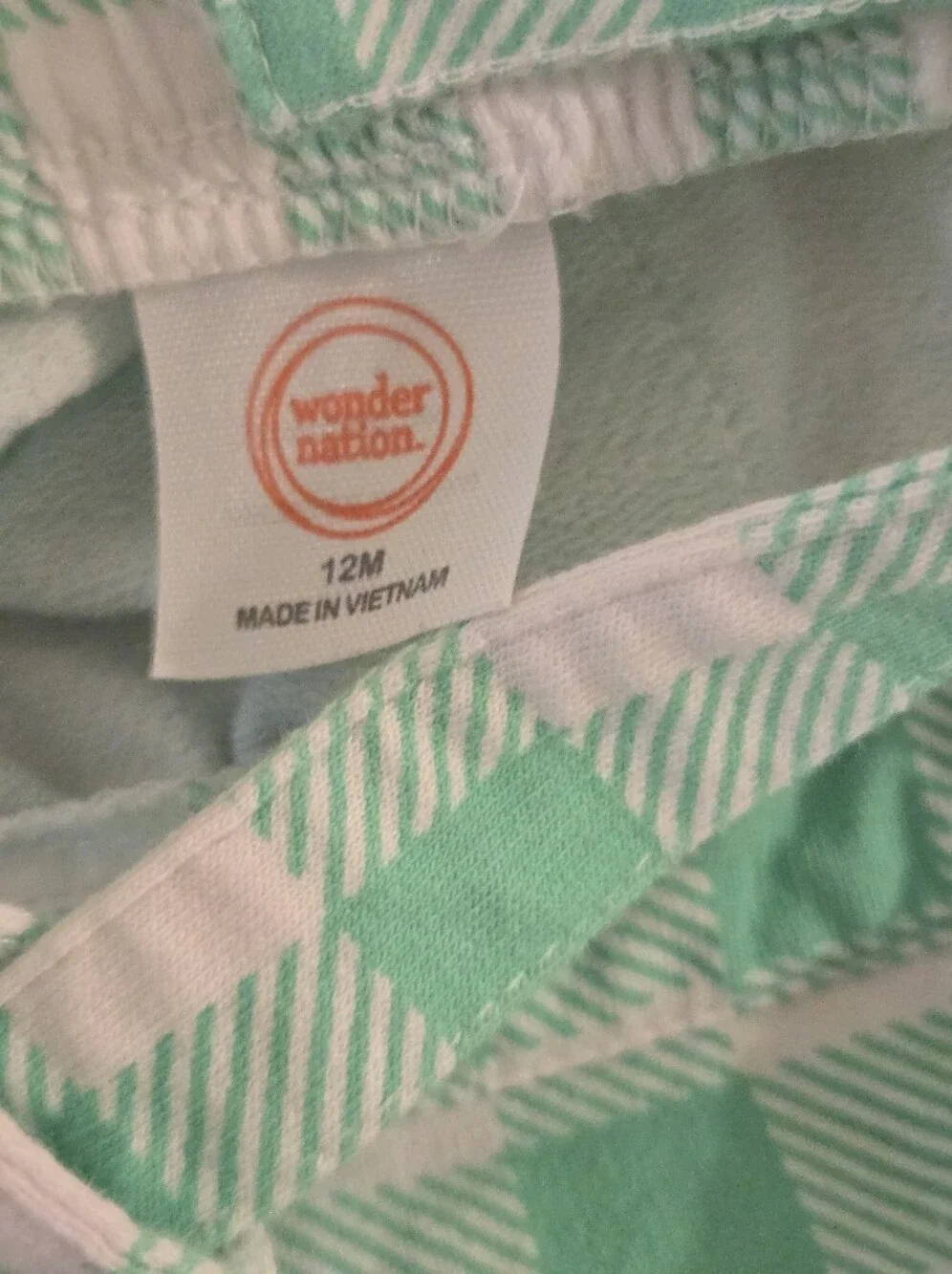 Wonder Natio Mint Green/White Gingham Dress/Bloomers Matching Set 12M
